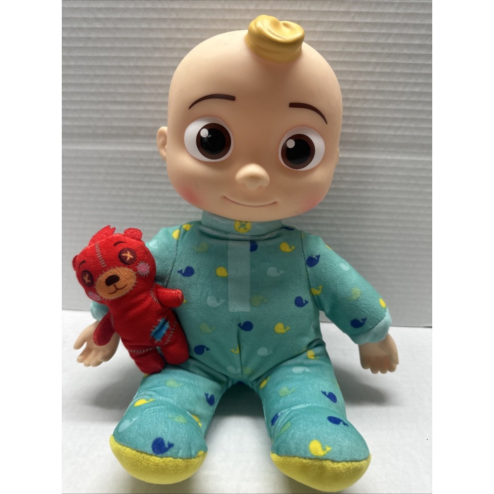 Cocomelon - JJ Bedtime Song Musical Plush Doll w/Red Teddy Bear (2022) - WORKS -